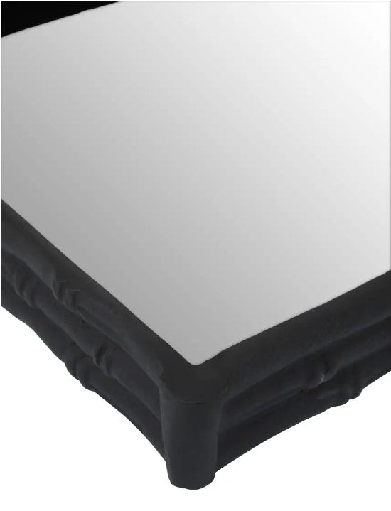 Black Bamboo Effect Tray with Mirror Base